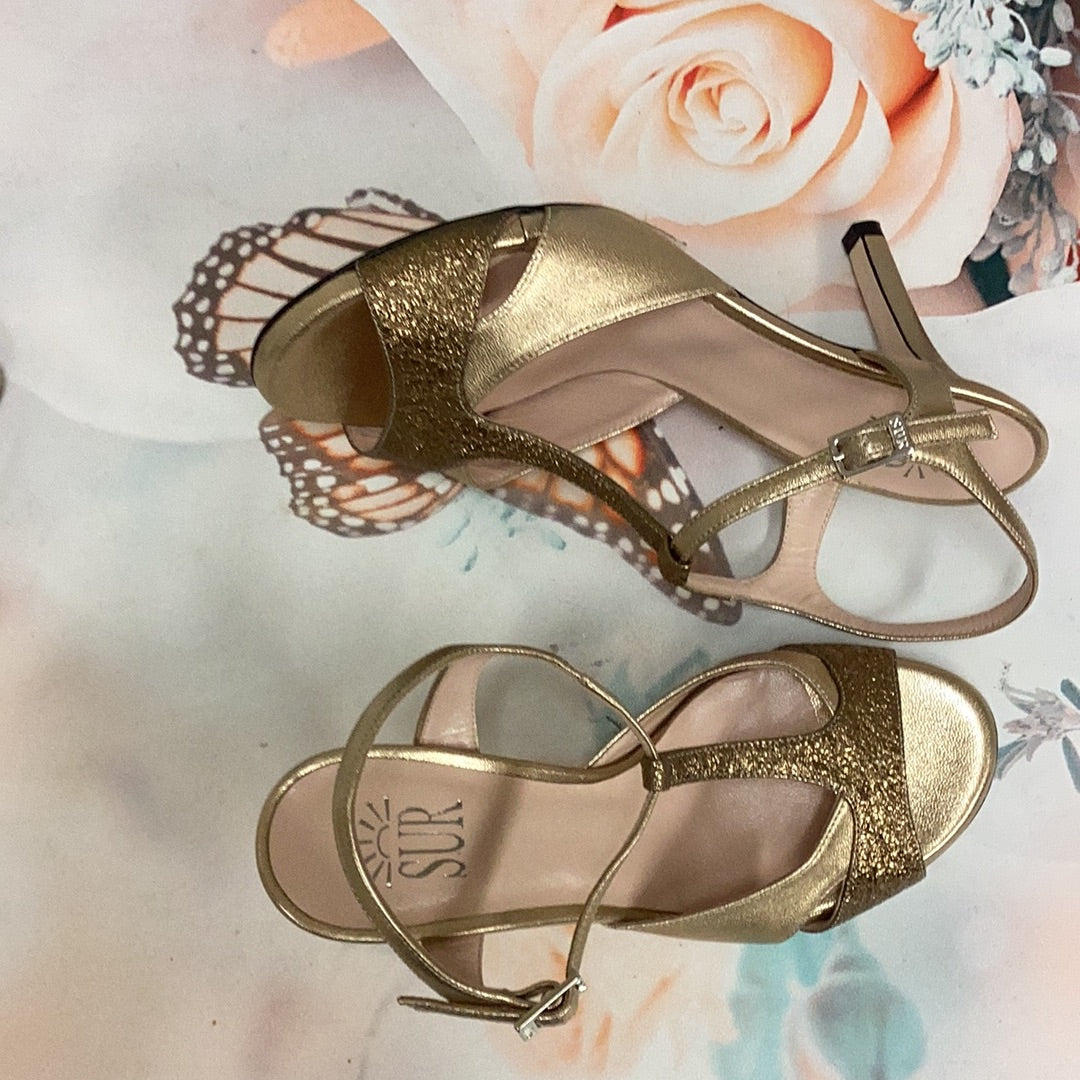 Sur gold t-strap, regular, 7 cm Heel