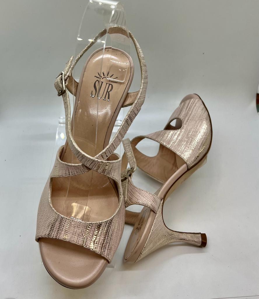 Sur Dita gold strips, regular, 6 cm Heel