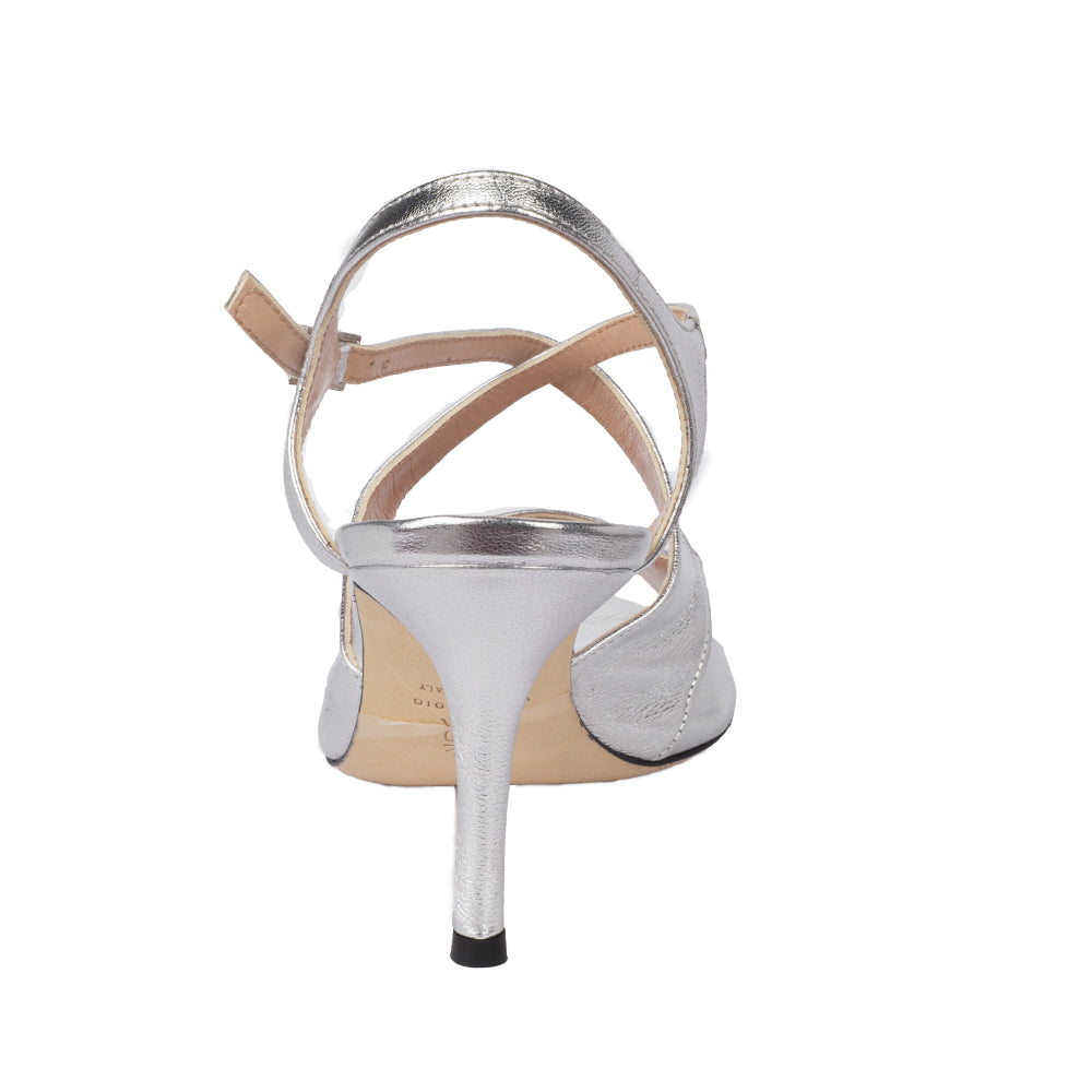 Sur Dita Tango Shoes - Laminato Argento 7 cm (Wide)