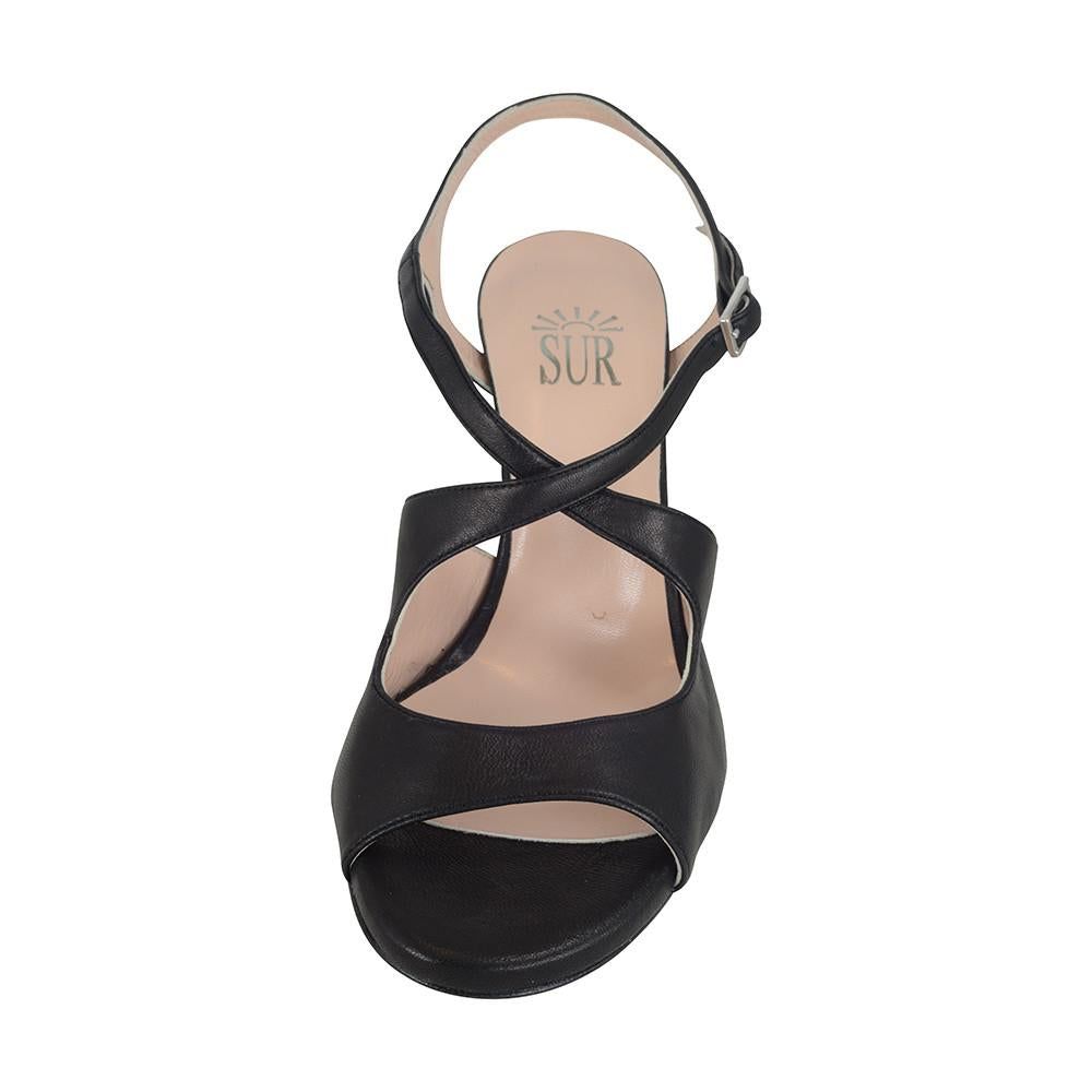 Sur Tango Shoes - Nappa Nero/Black Open Back Heel 6cm (Regular)