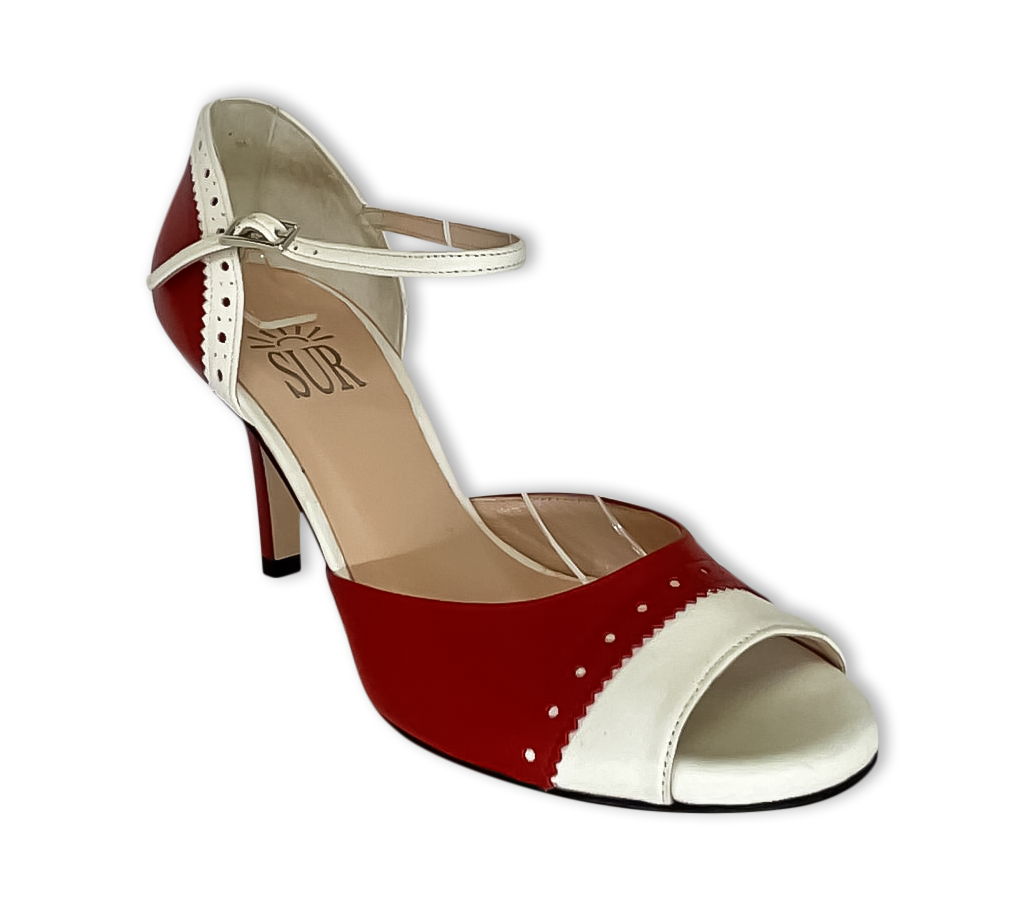 Sur Tango Shoes - Red-White Heel 7cm