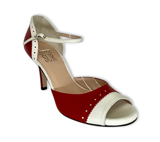 Sur Tango Shoes - Red-White Heel 7cm