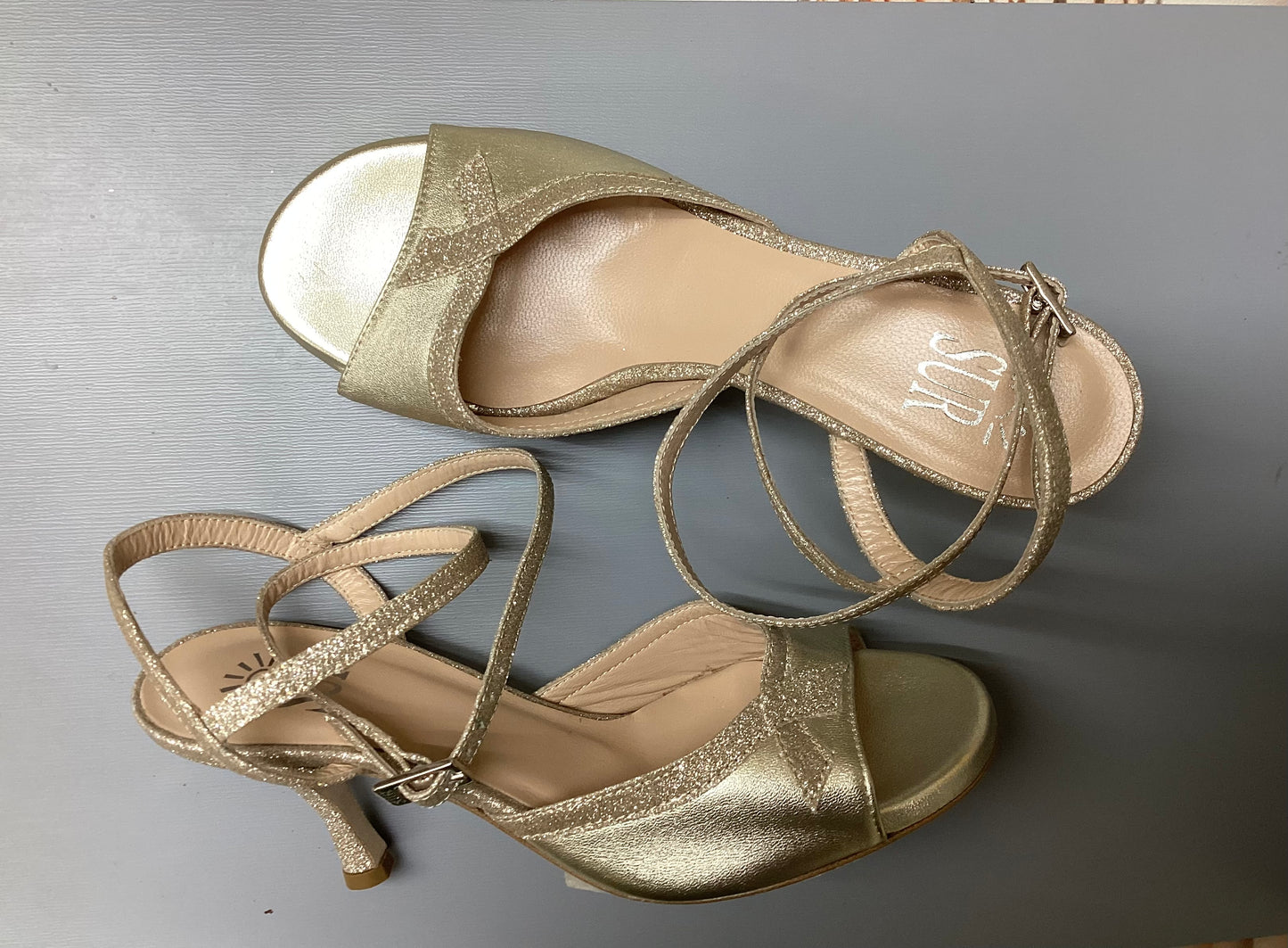 Sur, Gold bow long strap, reg,Heel 6 cm