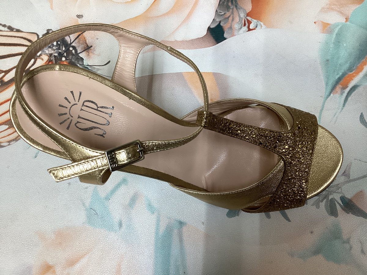 Sur Tango Shoes - Gold T-strap, reg. 7cm
