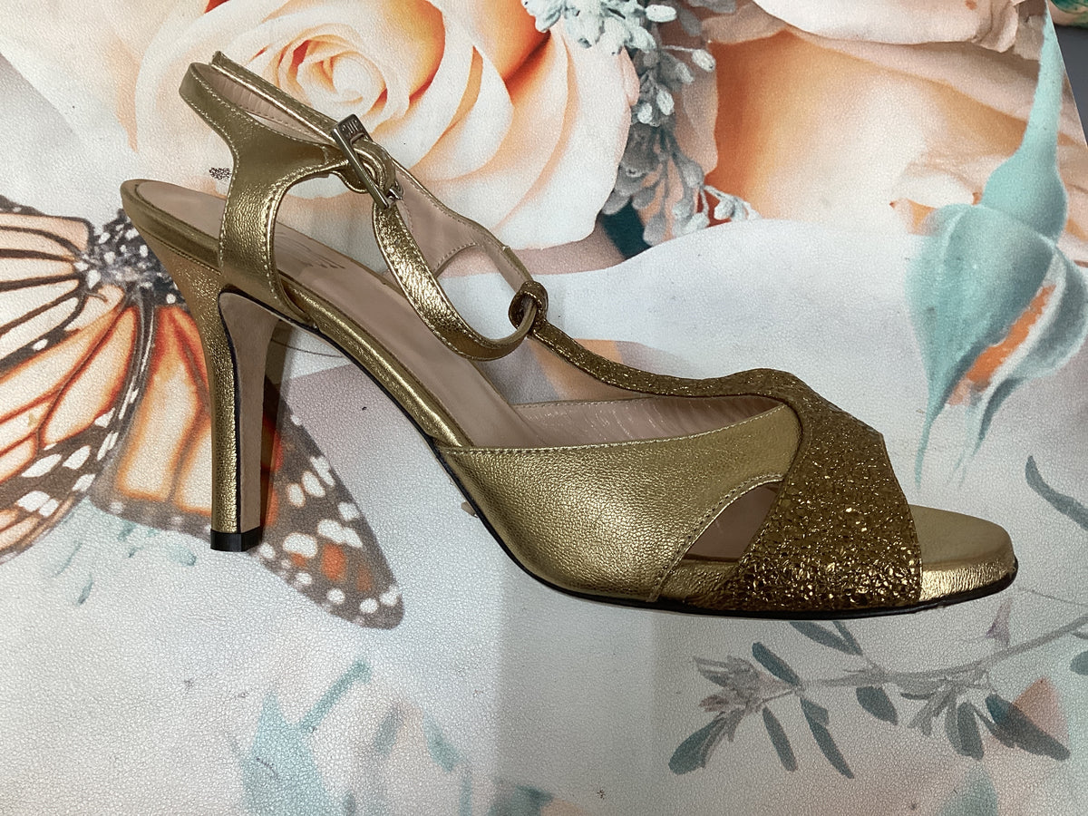 Sur Tango Shoes - Gold T-strap, reg. 7cm