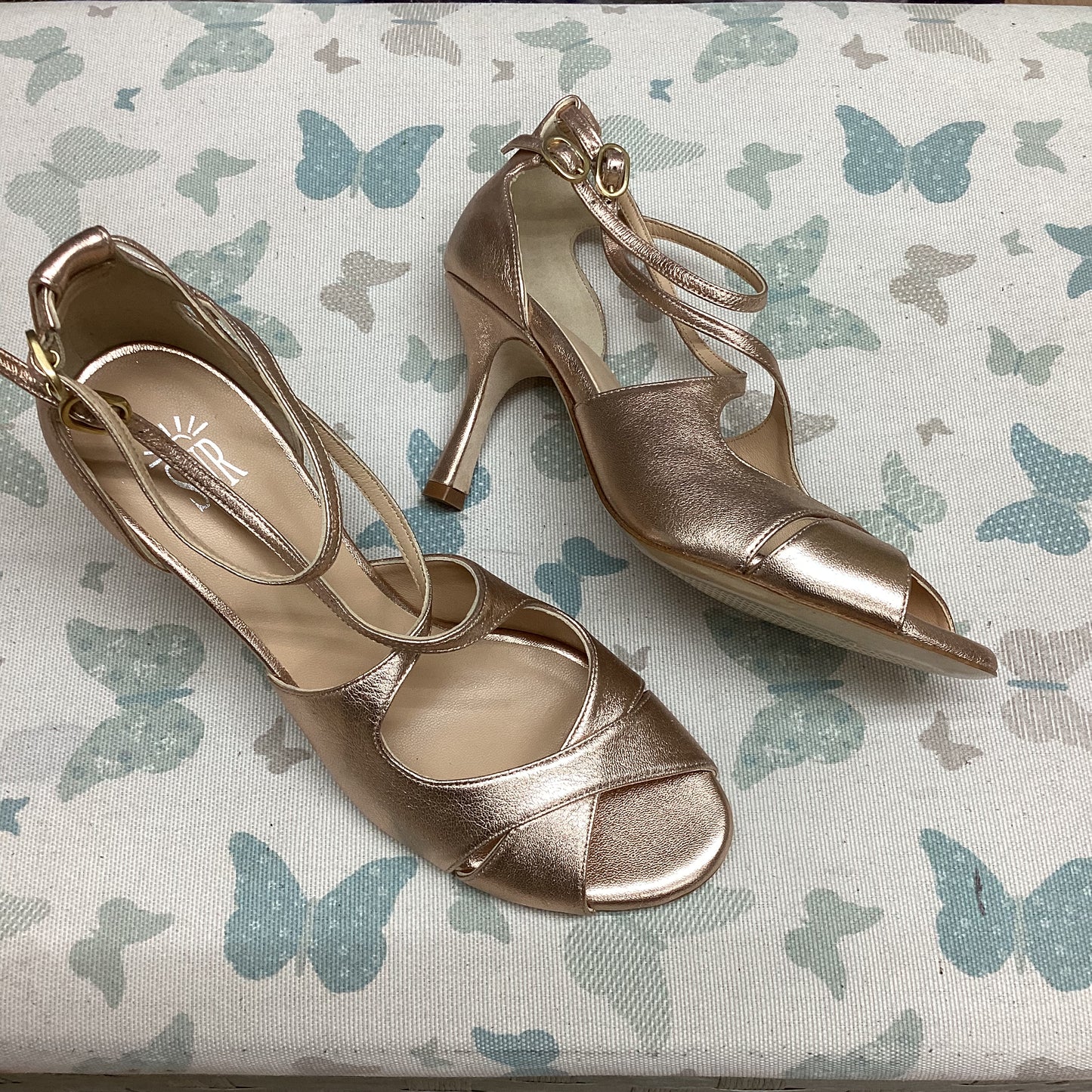 SUR | Rose Gold Closed Heel, 7CM Double Strap (R)