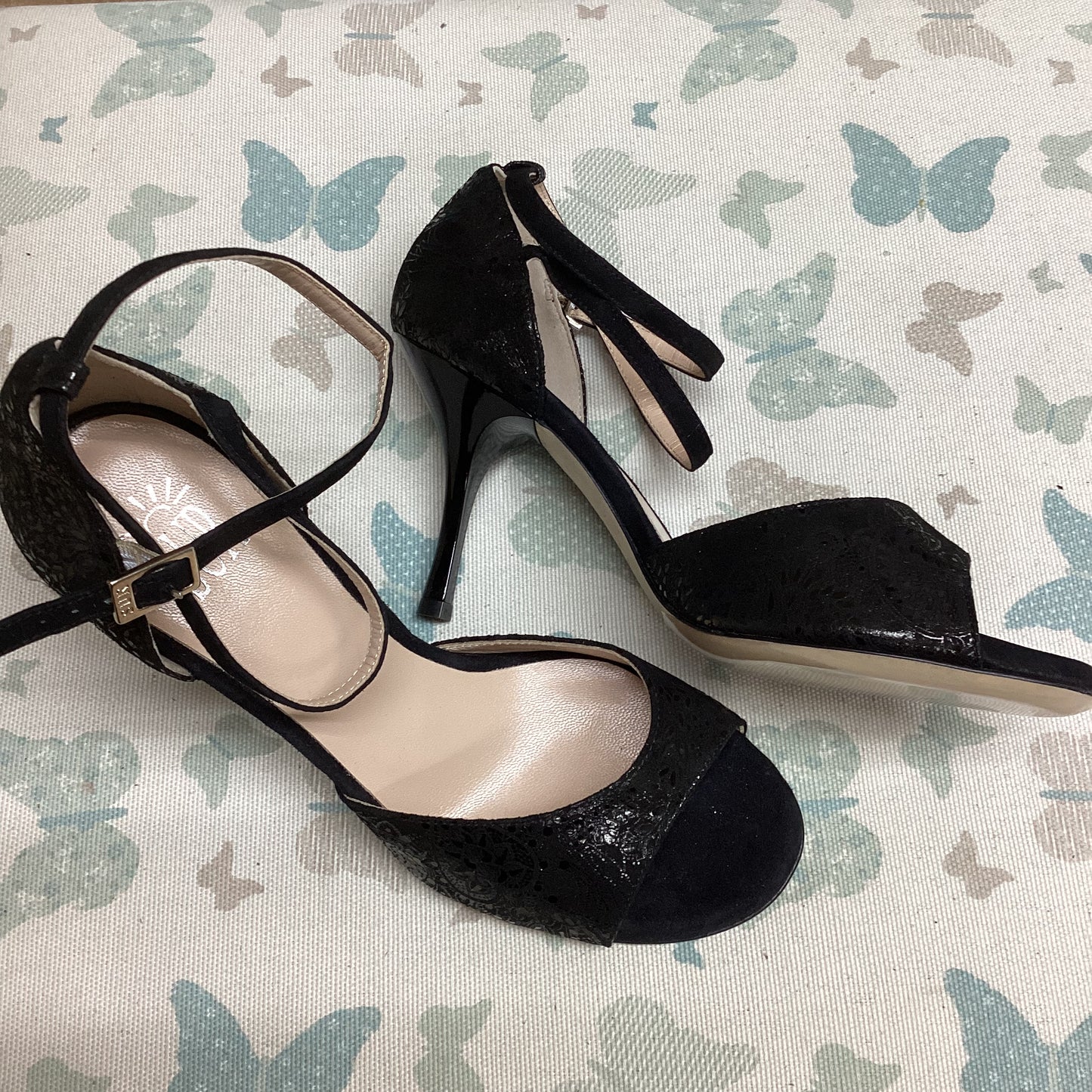 SUR |Black with Design Closed Toe, Heel 7cm (Regular)