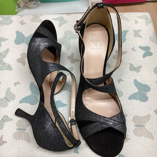SUR |Black with Silver Shine, Closed, Heel 6CM