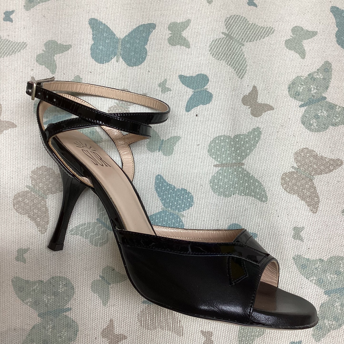 SUR, Black, shiny black bow, shiny heels, Heel 7 cm (Regular)