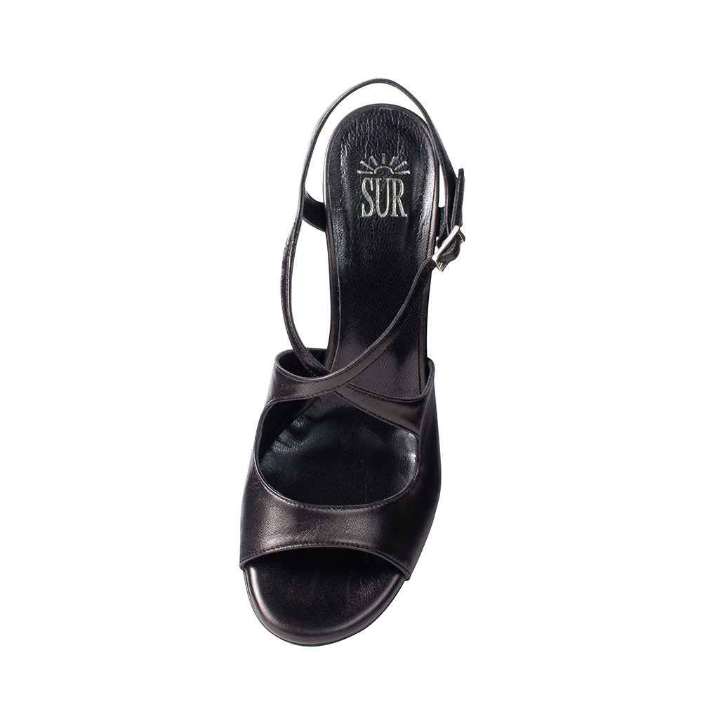 Sur Tango Shoes - Nappa Nero/Black Open Back Heel 6cm (Regular)