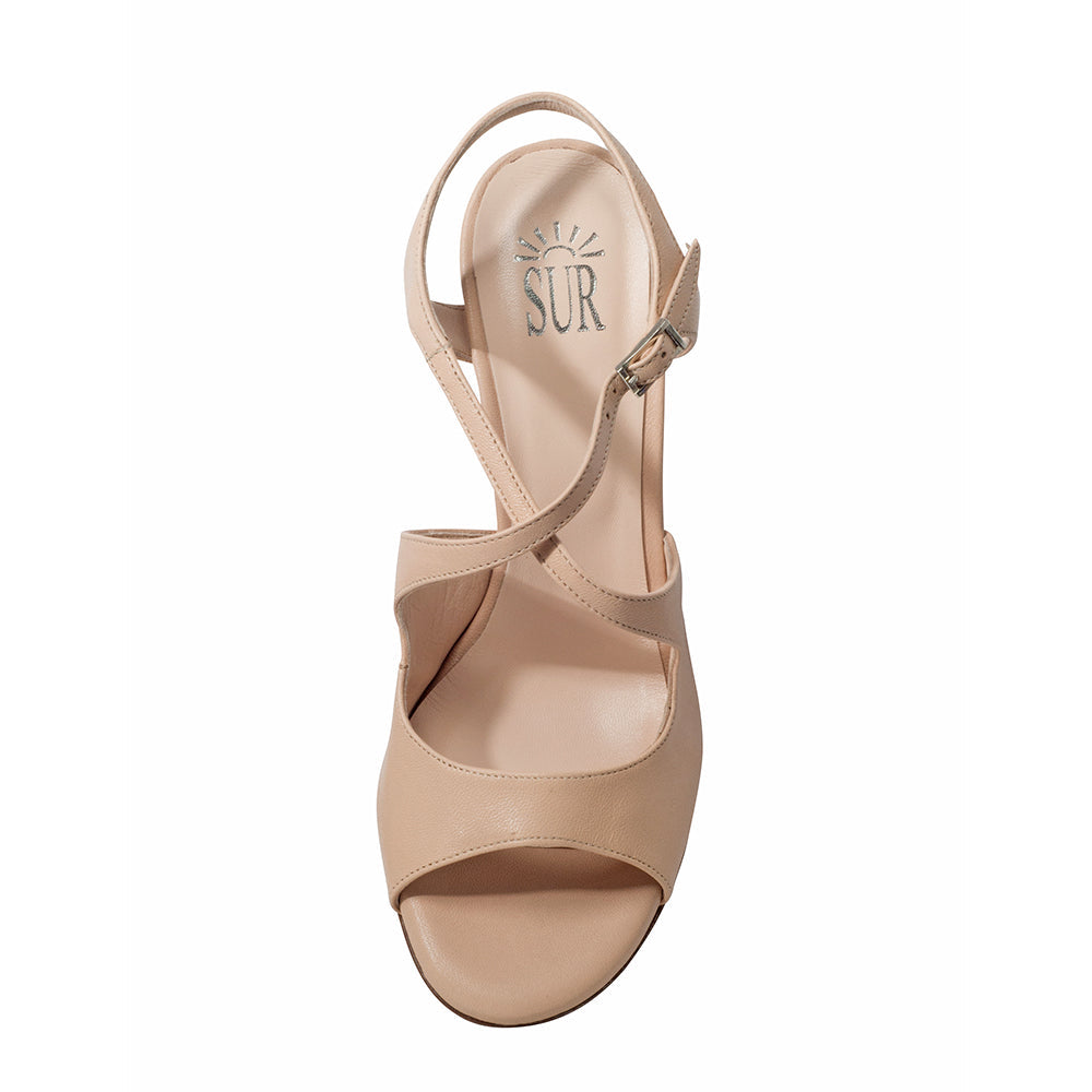 Sur Tango Shoes - Nappa Beige Open Back Heel  8 cm(Regular)