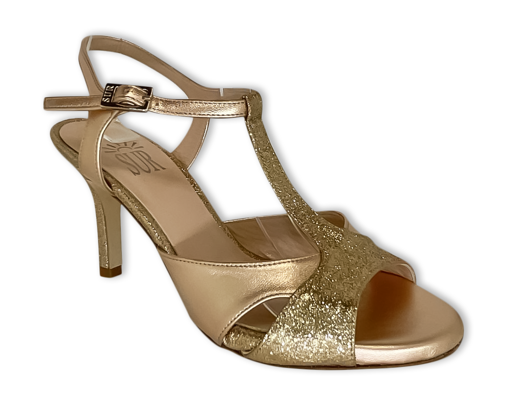 Sur Tango Shoes - Gold T-strap, reg. 7cm